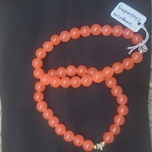 Tangerine chalcedony beaded bracelet